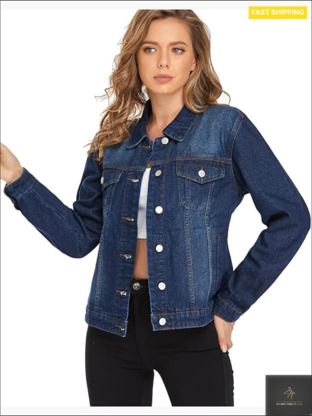 Classic Denim Jacket Retro Washed Button Down Long Sleeve Casual Chic